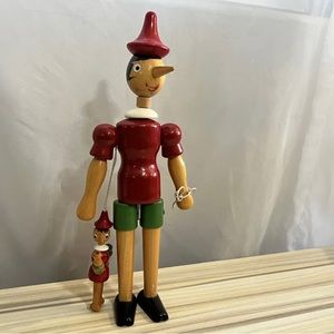 Vintage 12'' Tonna Omegna Pinocchio Wood Jointed Toy – Made in Italy